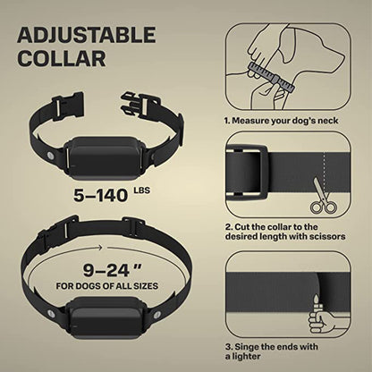 Electric Shock & Anti-Bark Collar for Dogs - Rechargeable, Waterproof, Adjustable Shock & Vibration, 1640ft Range, Dual-Channel Remote