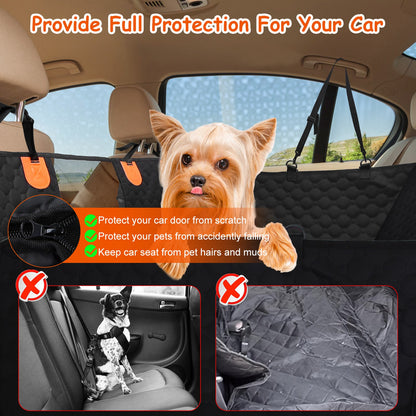 Dog Car Seat Protector with Zipper Mesh Window and Storage Bags – Waterproof  for Cars, Trucks, and SUV