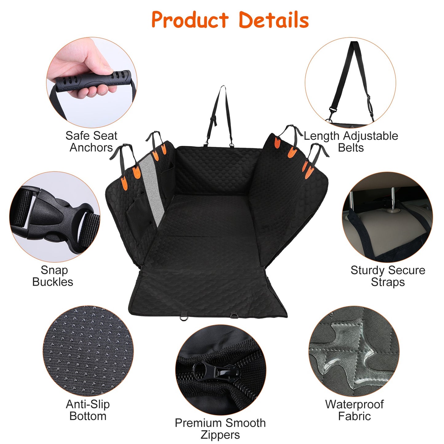 Dog Car Seat Protector with Zipper Mesh Window and Storage Bags – Waterproof  for Cars, Trucks, and SUV