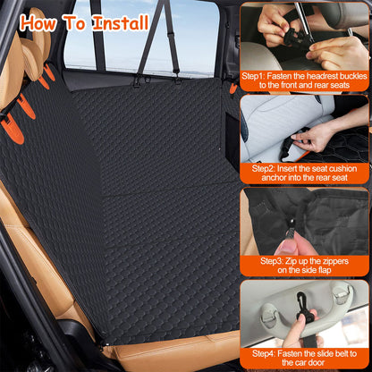 Dog Car Seat Protector with Zipper Mesh Window and Storage Bags – Waterproof  for Cars, Trucks, and SUV