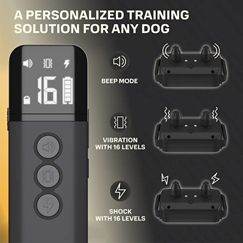 Electric Shock & Anti-Bark Collar for Dogs - Rechargeable, Waterproof, Adjustable Shock & Vibration, 1640ft Range, Dual-Channel Remote