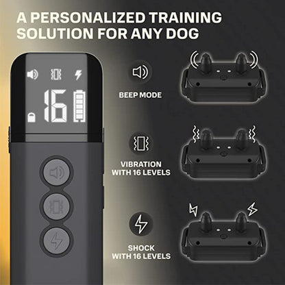 Electric Shock & Anti-Bark Collar for Dogs - Rechargeable, Waterproof, Adjustable Shock & Vibration, 1640ft Range, Dual-Channel Remote