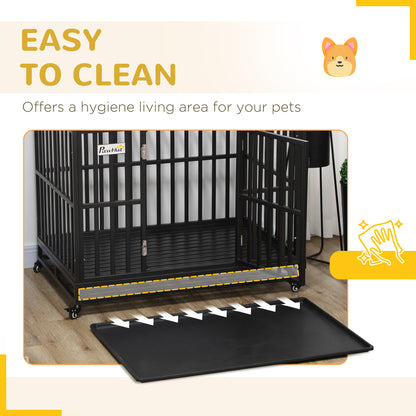 44'' Strong Pet Dog Crate Mobility Cage w/ Playpen & Removeable Tray