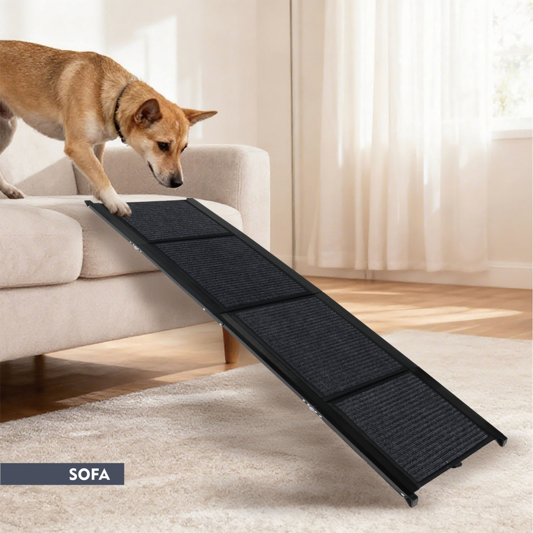 71" Folding Dog Ramp for SUV, Truck & Car – Portable Pet Ramp for Large Dogs, Non-Slip Rug Surface, Supports up to 250 lbs